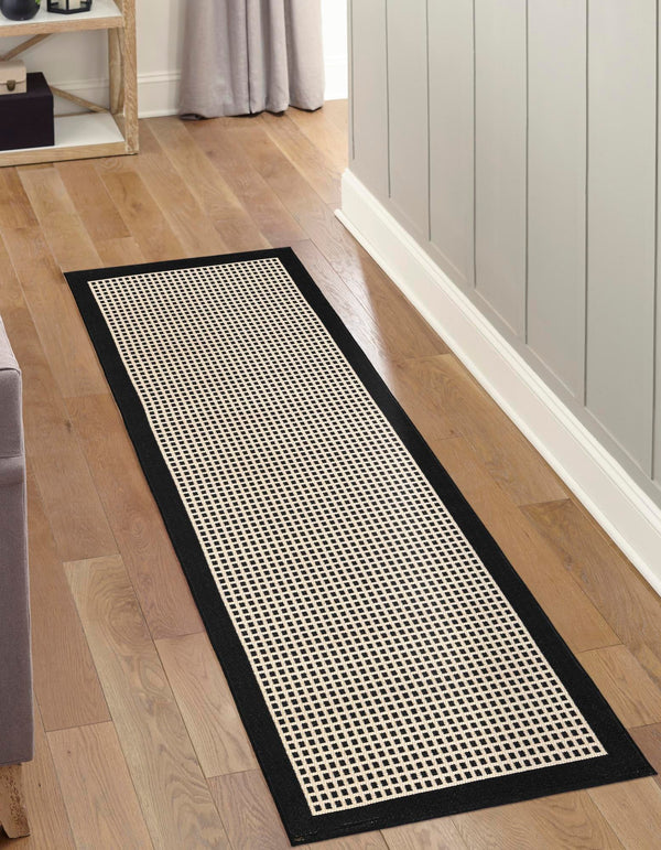 Terrace Fringe Collection Area Rug - Oceanside Runner Black  lifestyle 80
