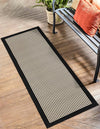 Terrace Fringe Collection Area Rug - Oceanside Runner Black  lifestyle 89