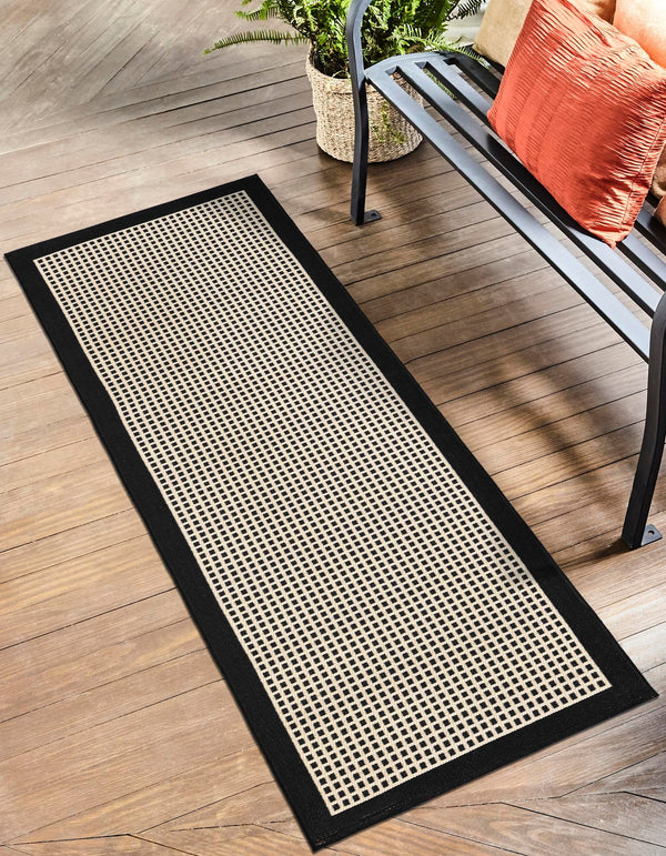 Terrace Fringe Collection Area Rug - Oceanside Runner Black  lifestyle 89