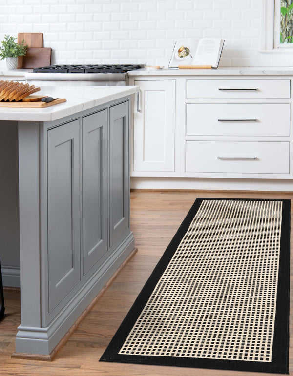 Terrace Fringe Collection Area Rug - Oceanside Runner Black  lifestyle 98