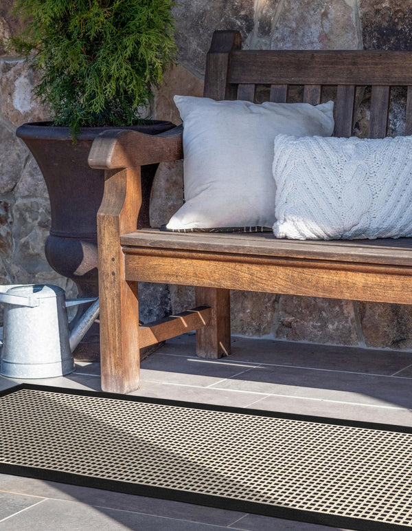 Terrace Fringe Collection Area Rug - Oceanside Runner Black  lifestyle 107