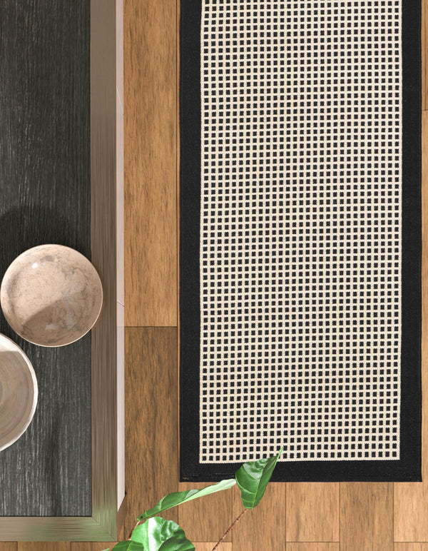Terrace Fringe Collection Area Rug - Oceanside Runner Black  lifestyle 116