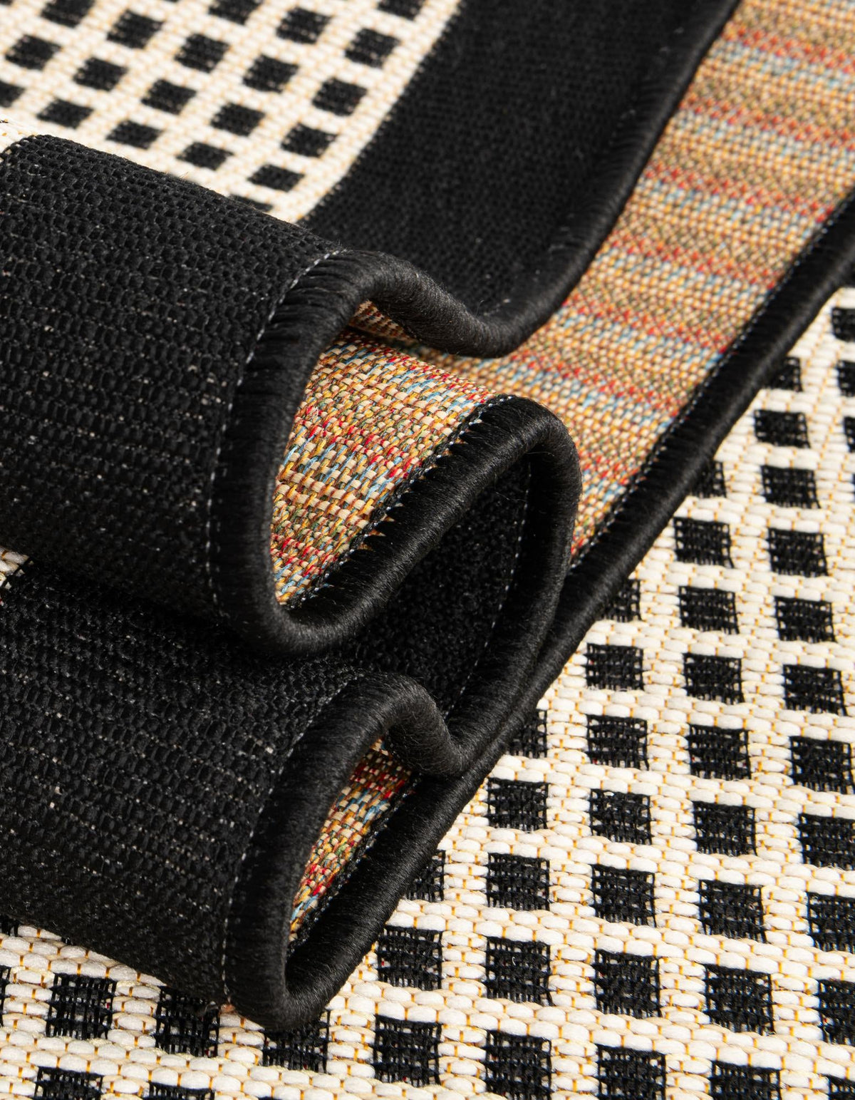 Terrace Fringe Collection Area Rug - Oceanside Runner Black  lifestyle 153