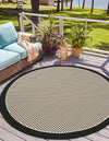 Terrace Fringe Collection Area Rug - Oceanside Round Black  lifestyle 37