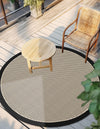 Terrace Fringe Collection Area Rug - Oceanside Round Black  lifestyle 73