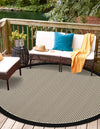 Terrace Fringe Collection Area Rug - Oceanside Round Black  lifestyle 91