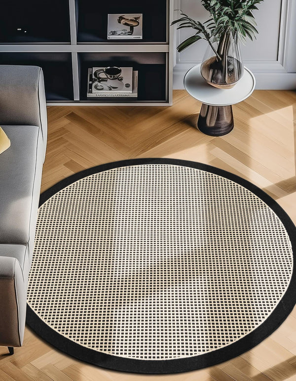 Terrace Fringe Collection Area Rug - Oceanside Round Black  lifestyle 118