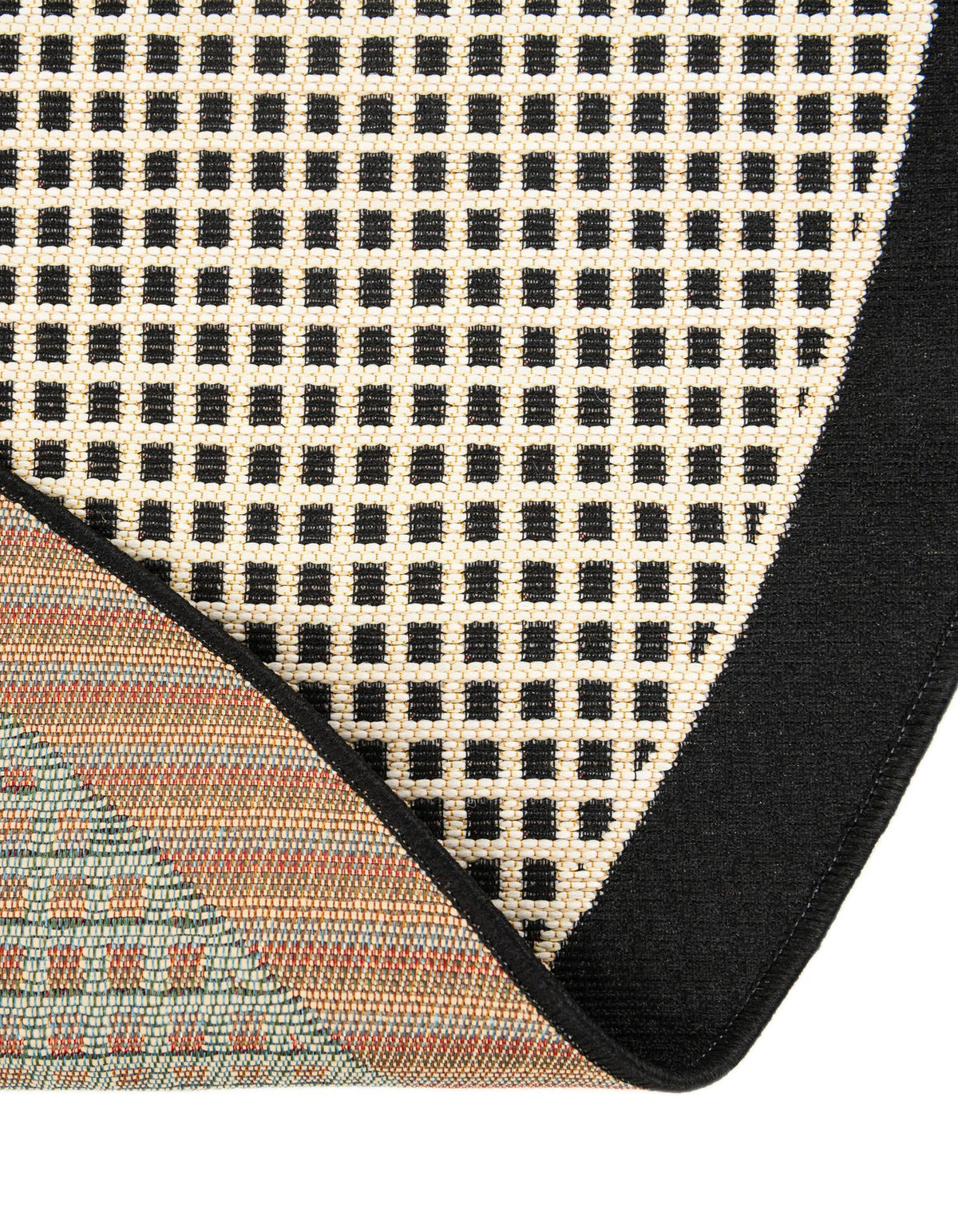 Terrace Fringe Collection Area Rug - Oceanside Round Black  lifestyle 140