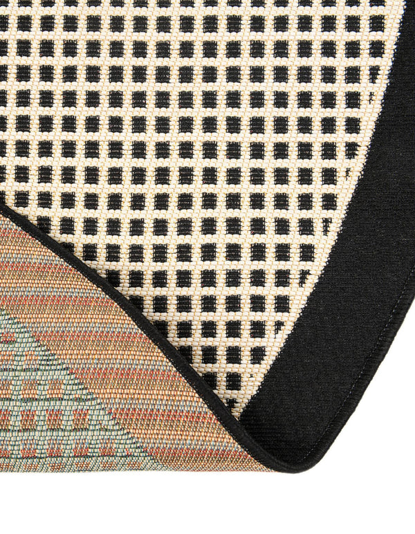 Terrace Fringe Collection Area Rug - Oceanside Round Black  lifestyle 140