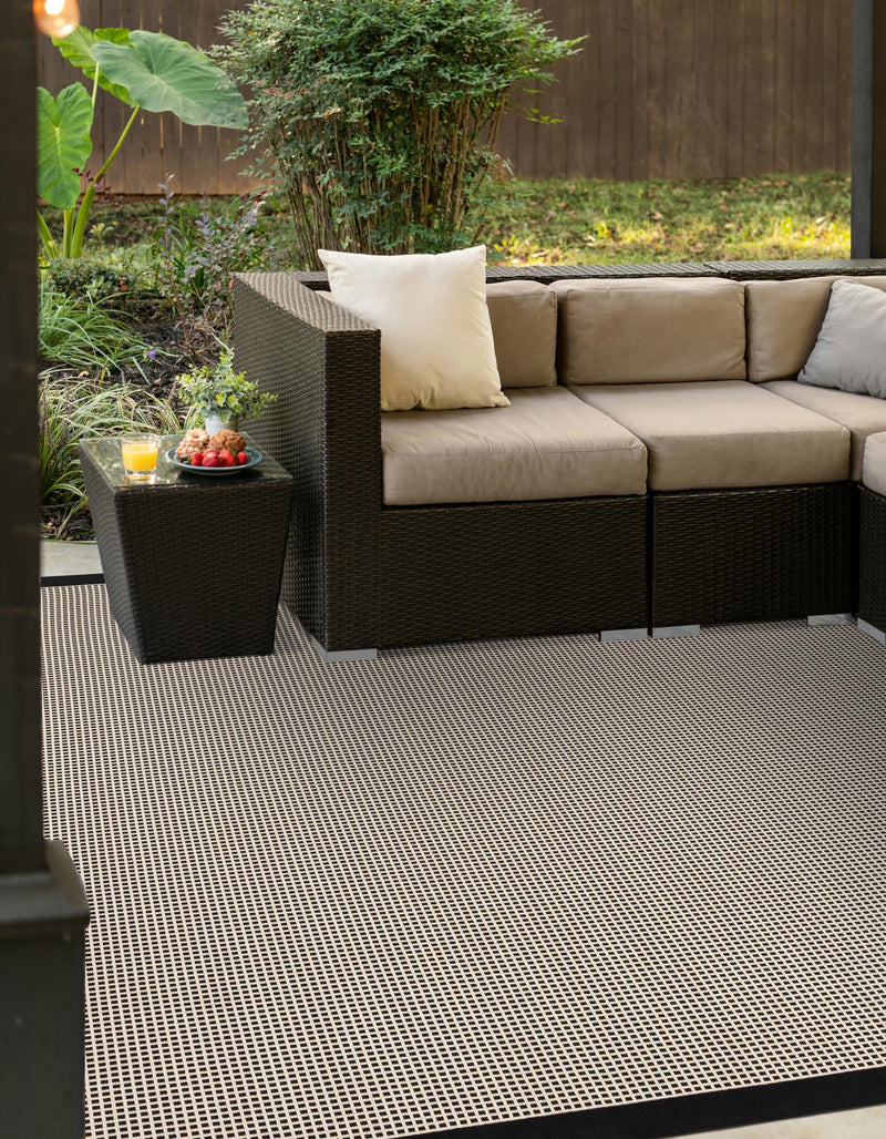 Terrace Fringe Collection Area Rug - Oceanside Square Black  lifestyle 36