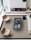 Terrace Fringe Collection Area Rug - Oceanside Square Black  lifestyle 45