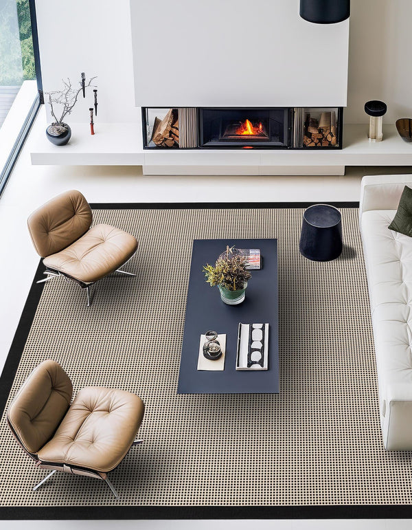 Terrace Fringe Collection Area Rug - Oceanside Square Black  lifestyle 45