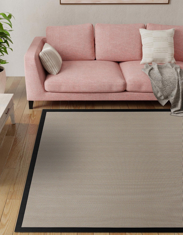 Terrace Fringe Collection Area Rug - Oceanside Square Black  lifestyle 81