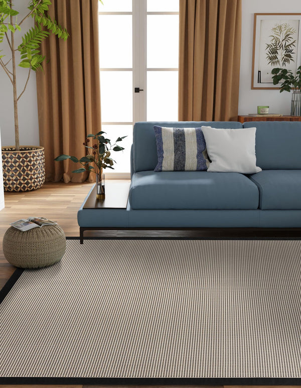 Terrace Fringe Collection Area Rug - Oceanside Square Black  lifestyle 108