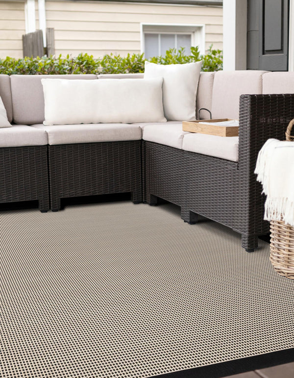 Terrace Fringe Collection Area Rug - Oceanside Square Black  lifestyle 117