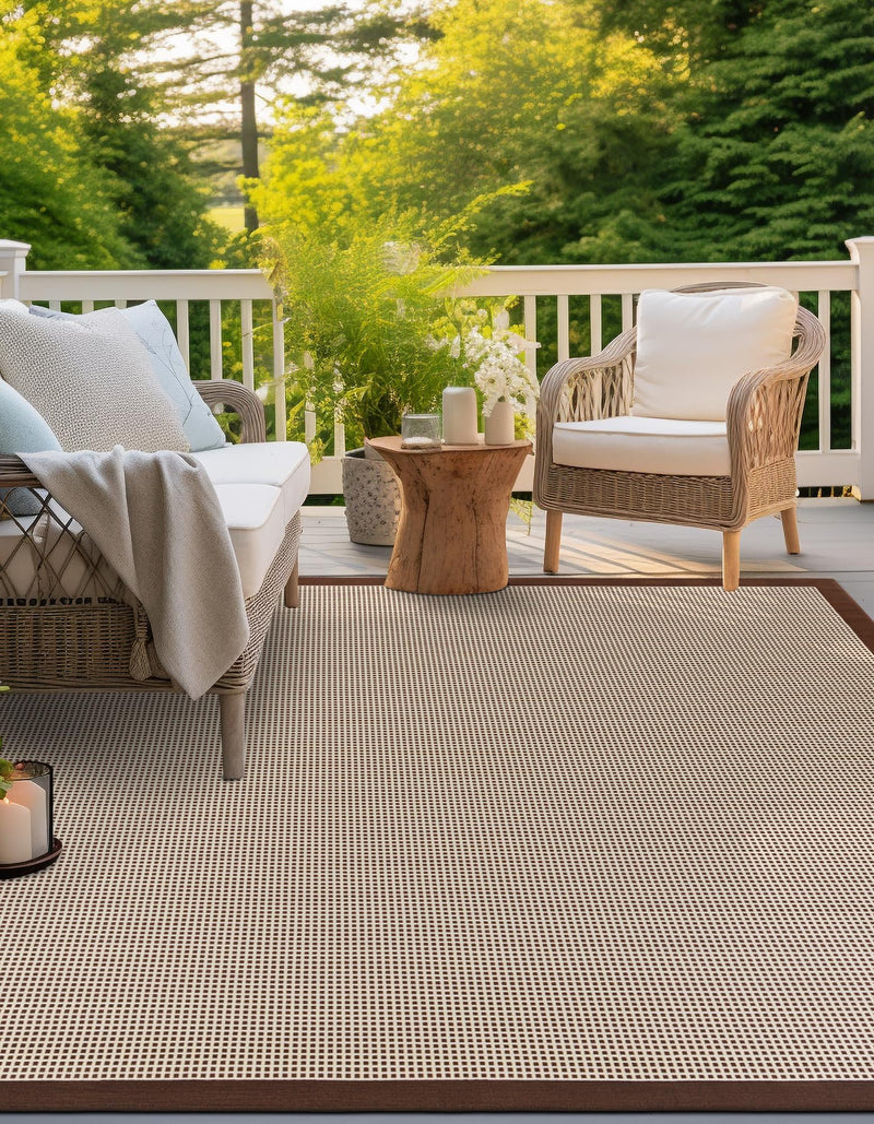 Terrace Fringe Collection Area Rug - Oceanside Square Brown  lifestyle 39