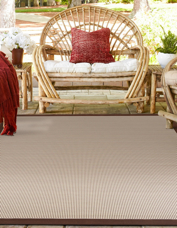 Terrace Fringe Collection Area Rug - Oceanside Square Brown  lifestyle 57