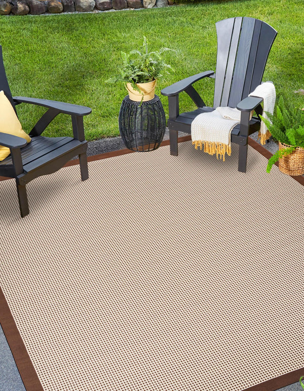 Terrace Fringe Collection Area Rug - Oceanside Square Brown  lifestyle 75