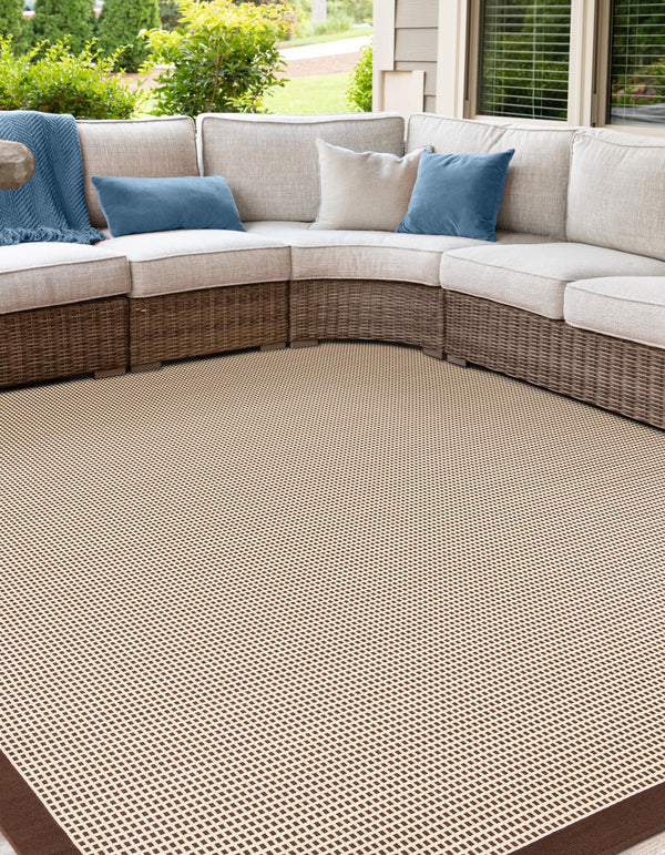 Terrace Fringe Collection Area Rug - Oceanside Square Brown  lifestyle 84