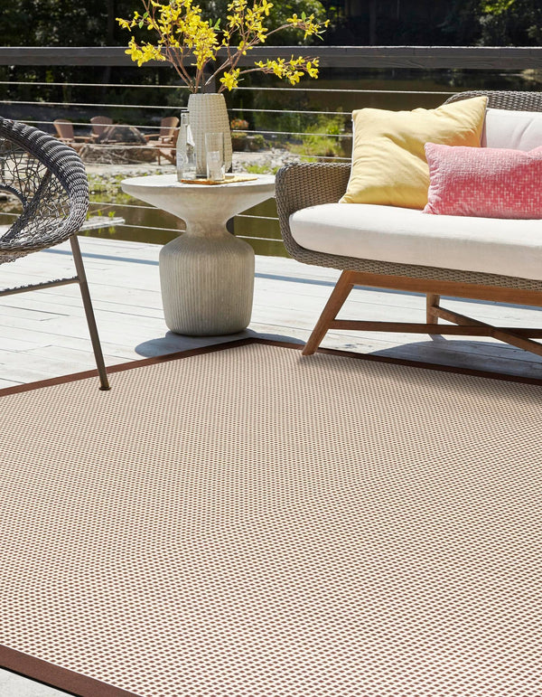 Terrace Fringe Collection Area Rug - Oceanside Square Brown  lifestyle 93