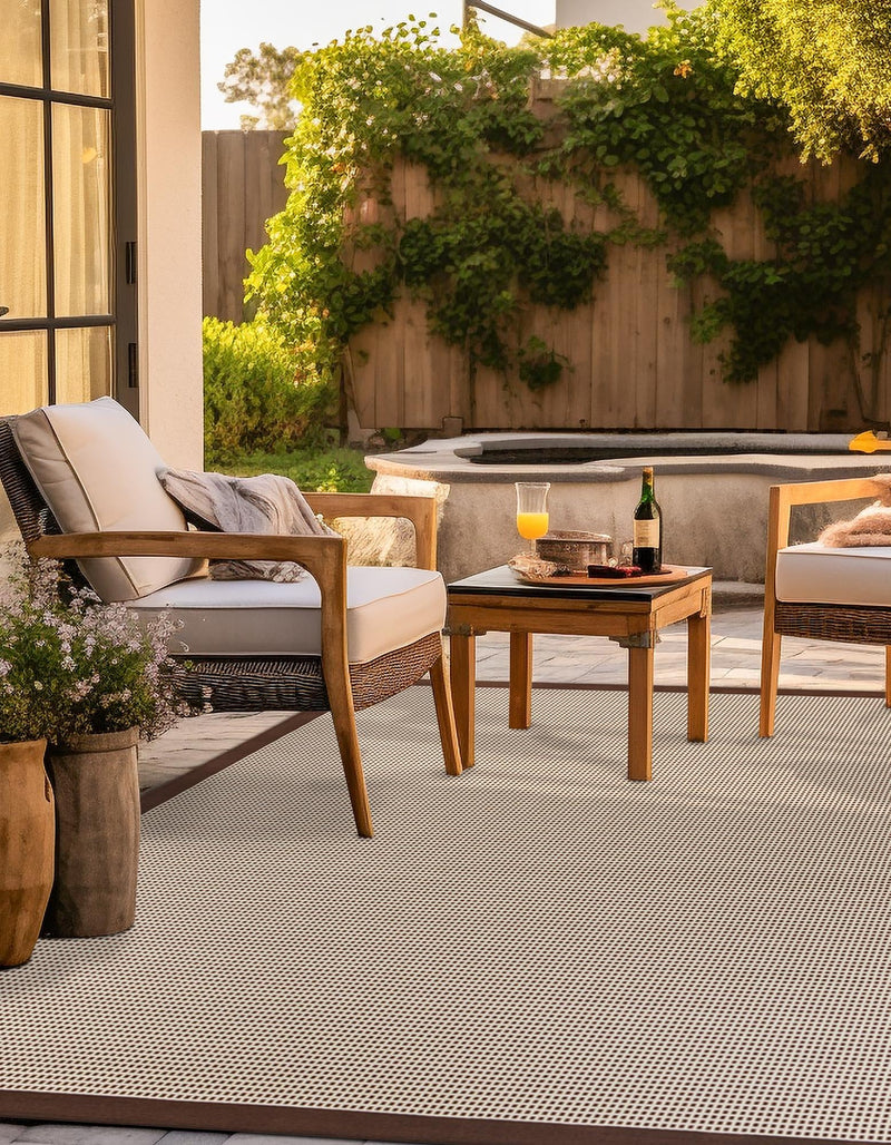 Terrace Fringe Collection Area Rug - Oceanside Square Brown  lifestyle 102