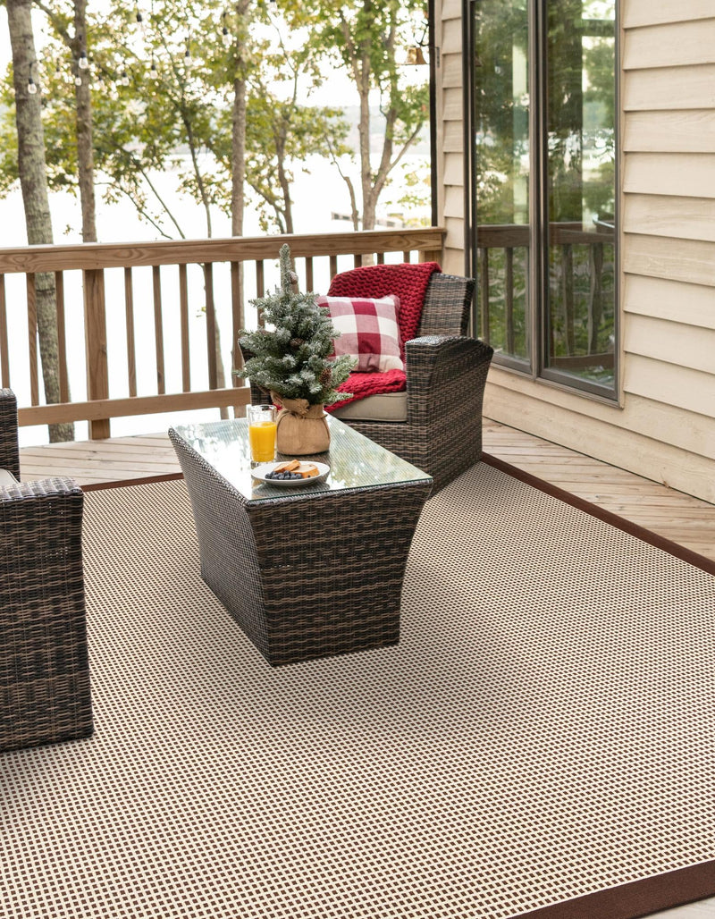 Terrace Fringe Collection Area Rug - Oceanside Square Brown  lifestyle 120