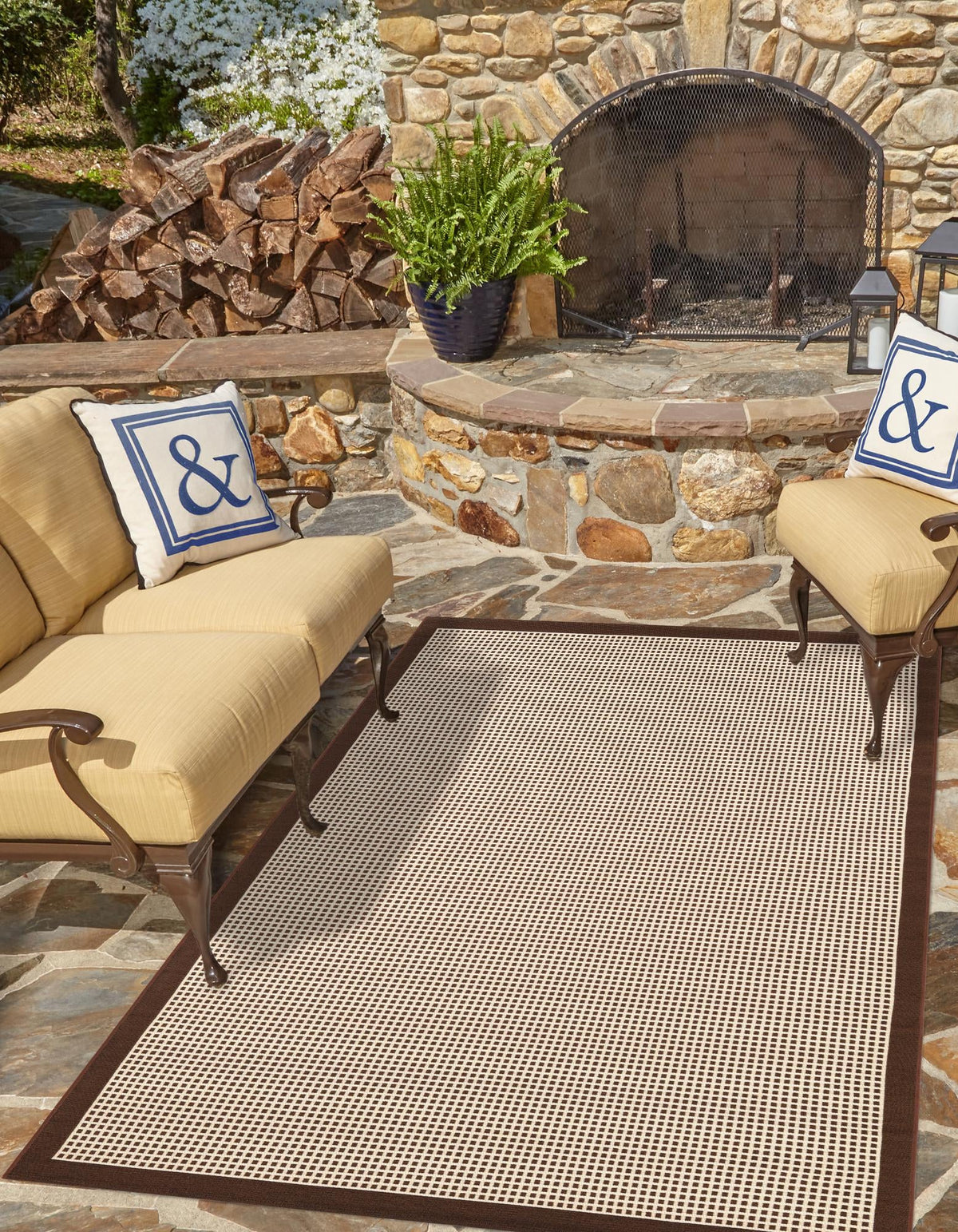 Terrace Fringe Collection Area Rug - Oceanside Rectangle Brown  lifestyle 3