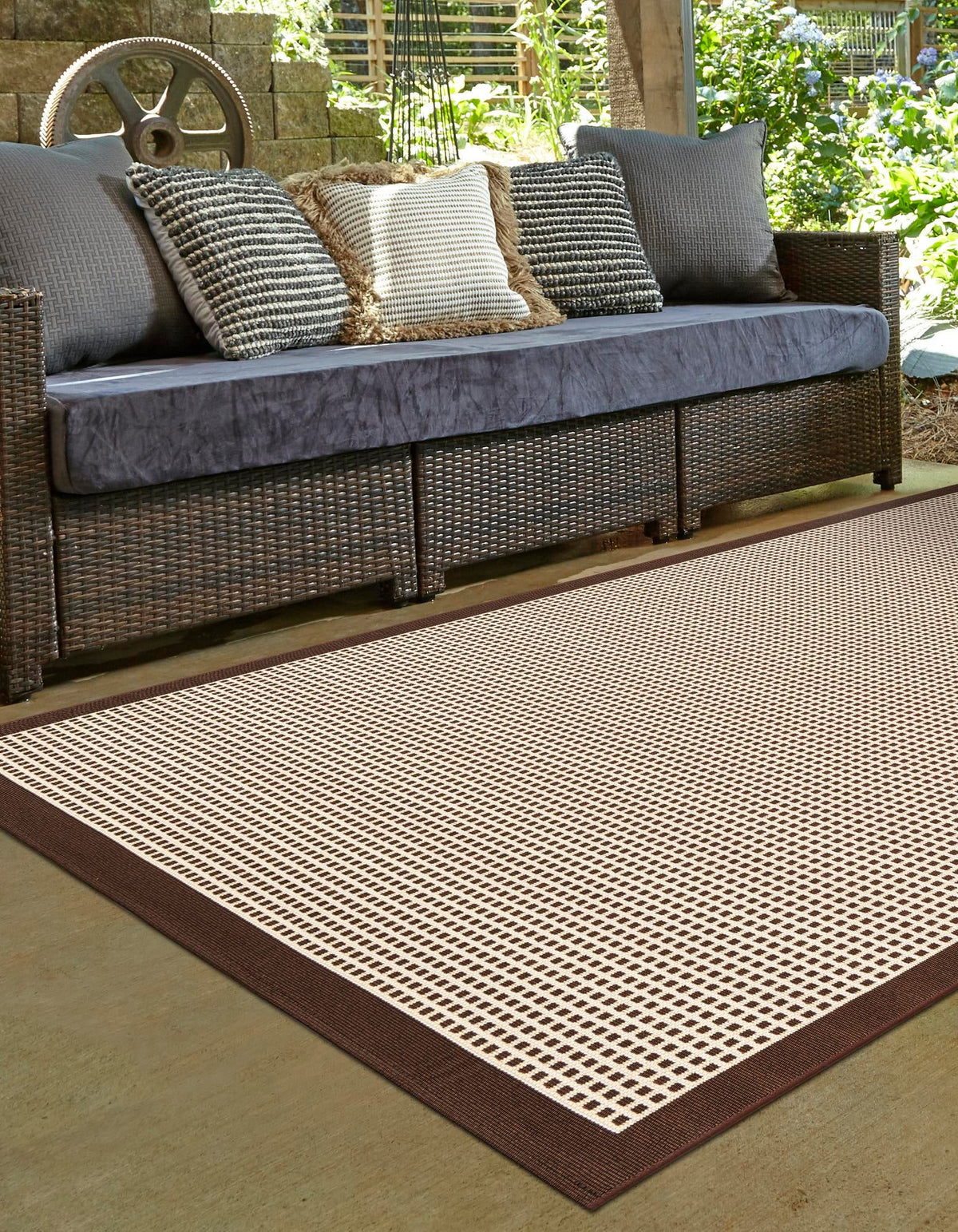 Terrace Fringe Collection Area Rug - Oceanside Rectangle Brown  lifestyle 9