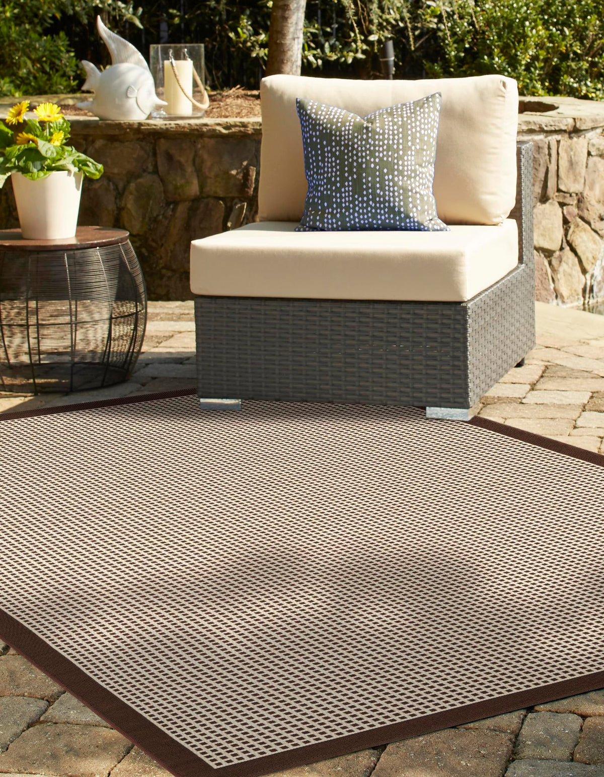 Terrace Fringe Collection Area Rug - Oceanside Rectangle Brown  lifestyle 15