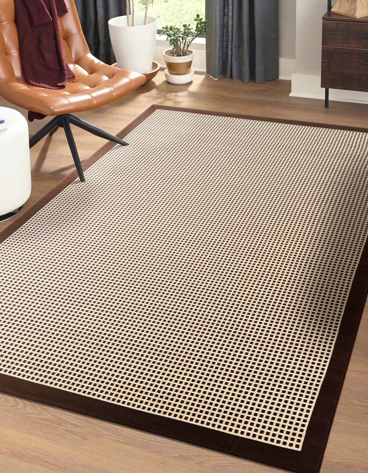 Terrace Fringe Collection Area Rug - Oceanside Rectangle Brown  lifestyle 18