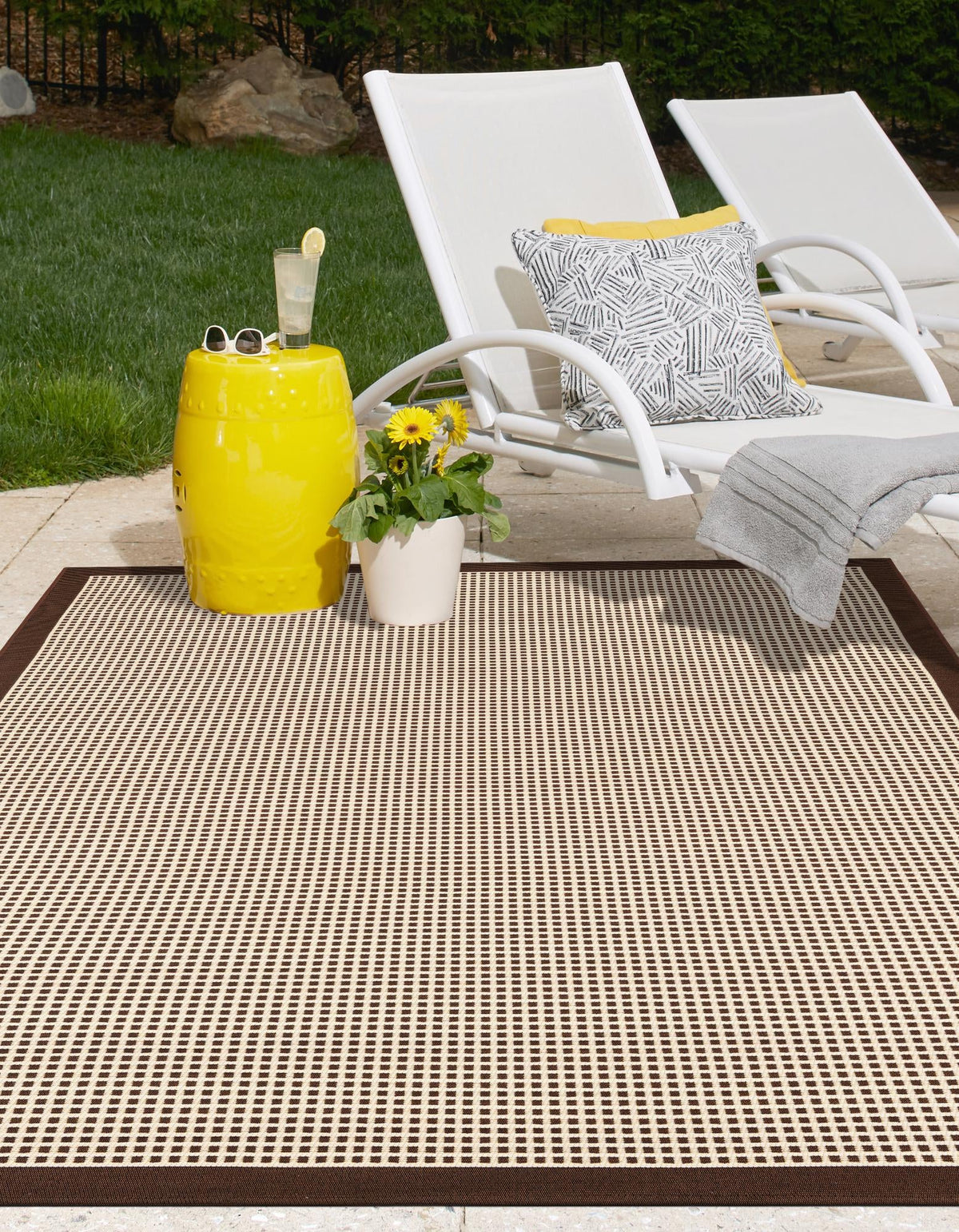 Terrace Fringe Collection Area Rug - Oceanside Rectangle Brown  lifestyle 21