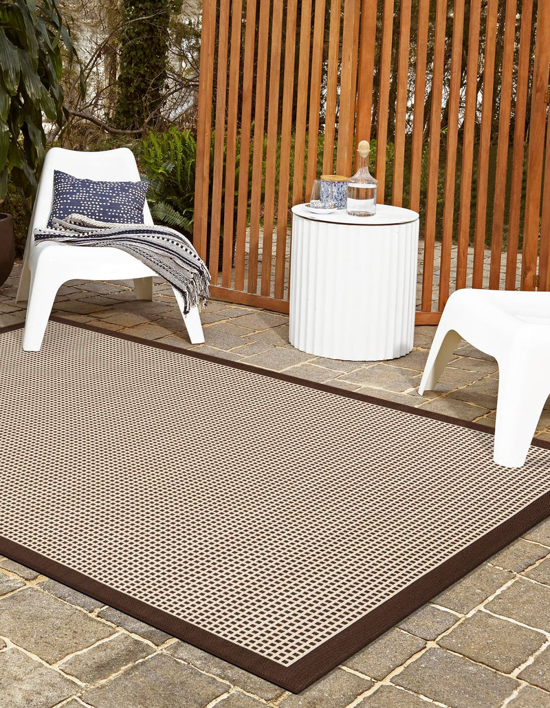 Terrace Fringe Collection Area Rug - Oceanside Rectangle Brown  lifestyle 27