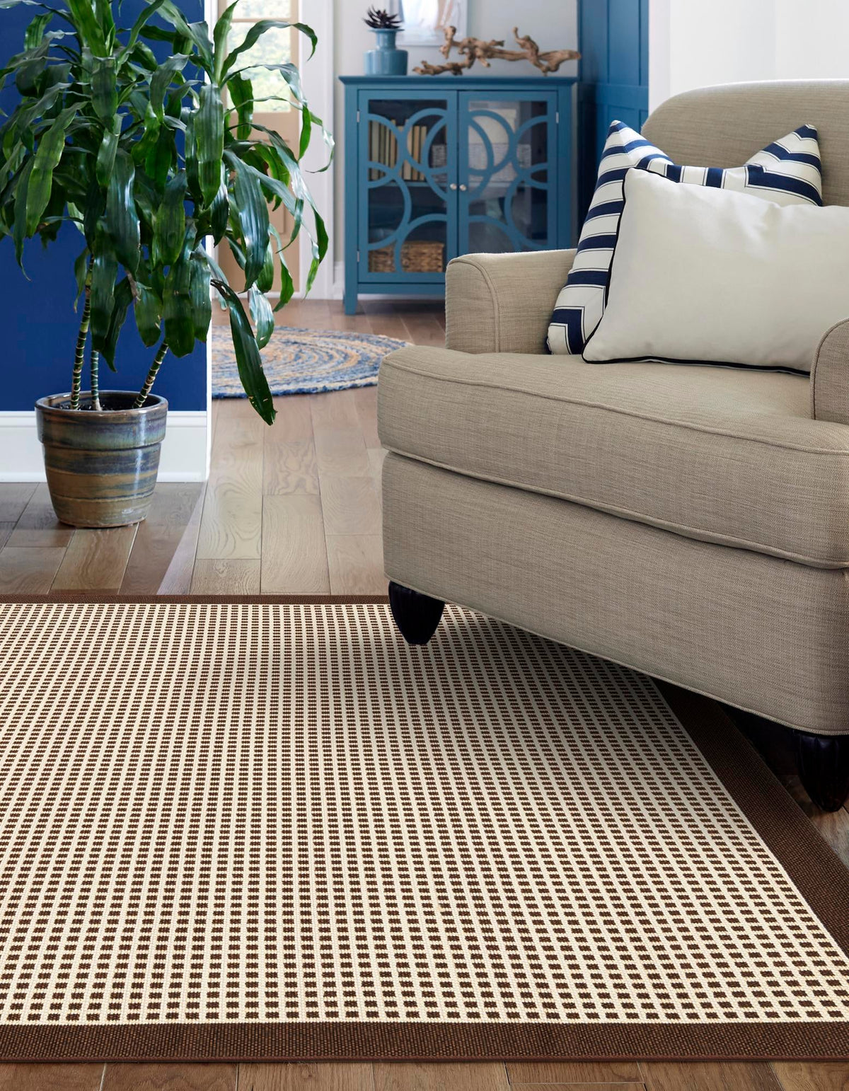 Terrace Fringe Collection Area Rug - Oceanside Rectangle Brown  lifestyle 30