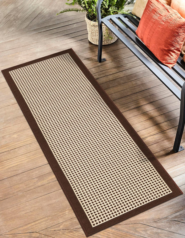 Terrace Fringe Collection Area Rug - Oceanside Runner Brown  lifestyle 92