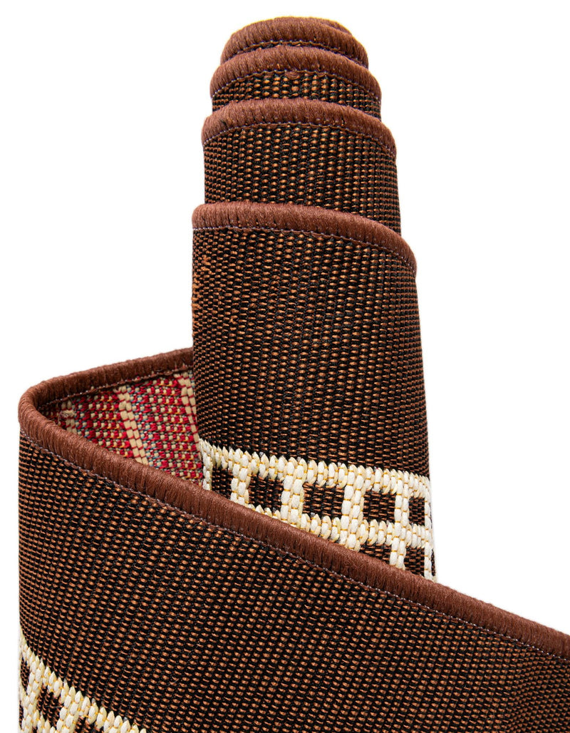 Terrace Fringe Collection Area Rug - Oceanside Runner Brown  lifestyle 148