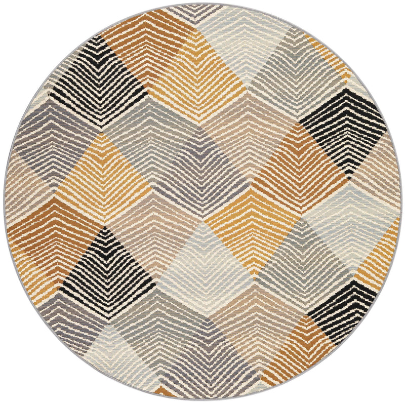 Urban Terrace Collection Area Rug - Metropolis Round Gray  lifestyle 24