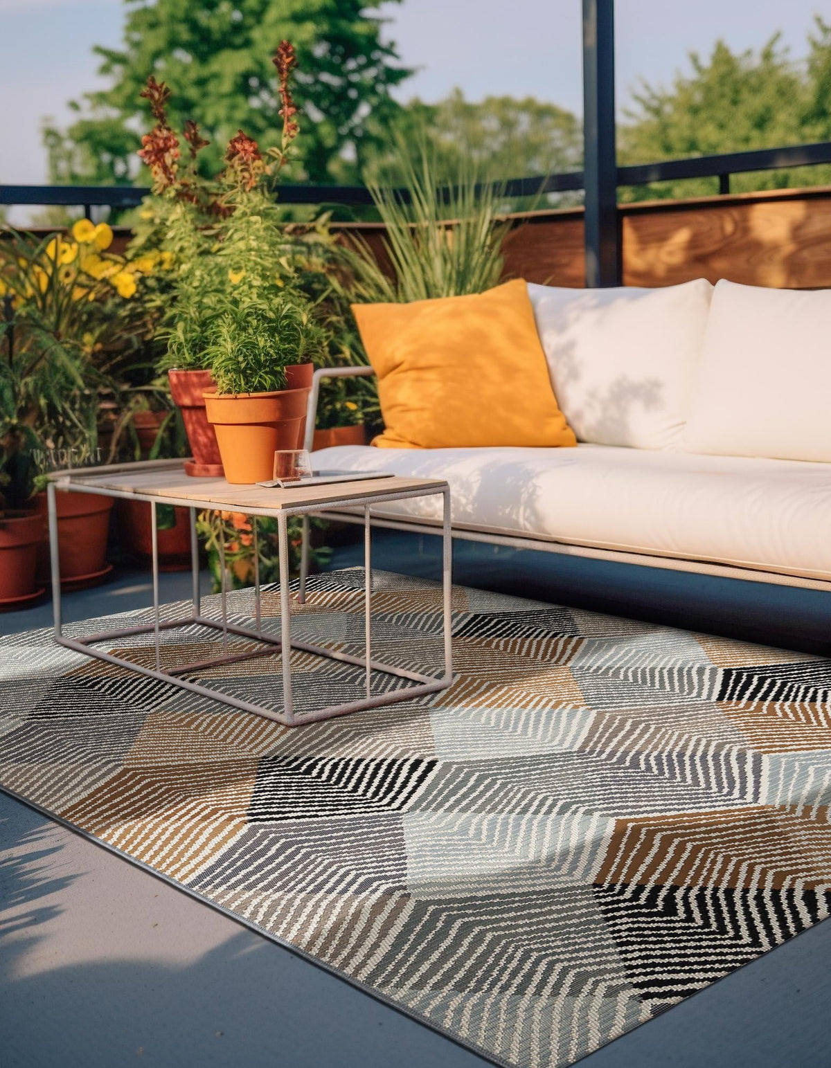 Urban Terrace Collection Area Rug - Metropolis Rectangle Gray  lifestyle 5