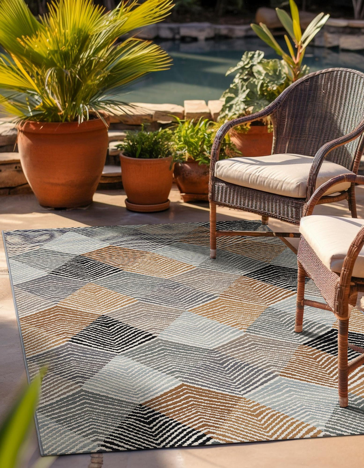 Urban Terrace Collection Area Rug - Metropolis Rectangle Gray  lifestyle 7