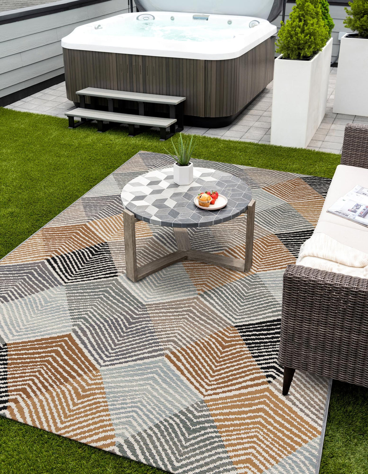 Urban Terrace Collection Area Rug - Metropolis Rectangle Gray  lifestyle 10