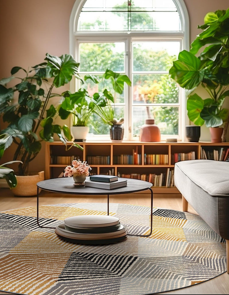 Urban Terrace Collection Area Rug - Metropolis Round Gray  lifestyle 42