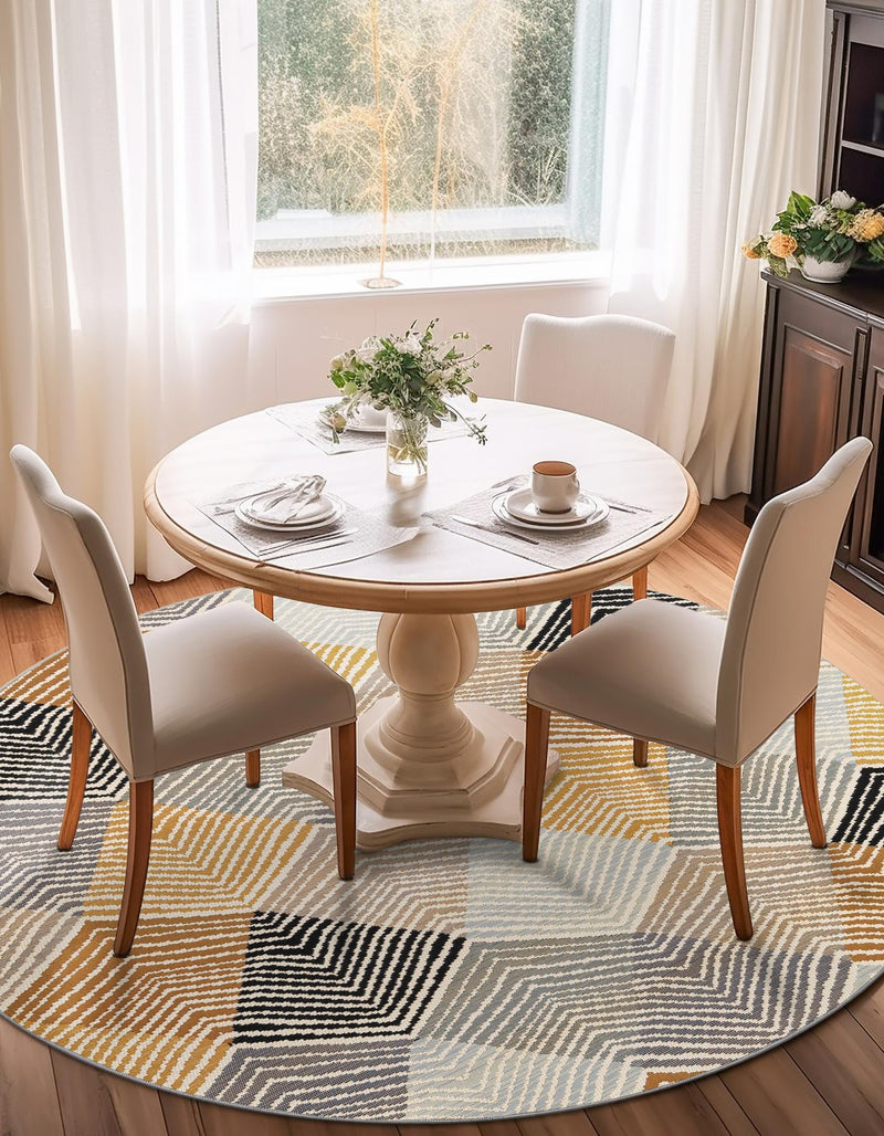 Urban Terrace Collection Area Rug - Metropolis Round Gray  lifestyle 48