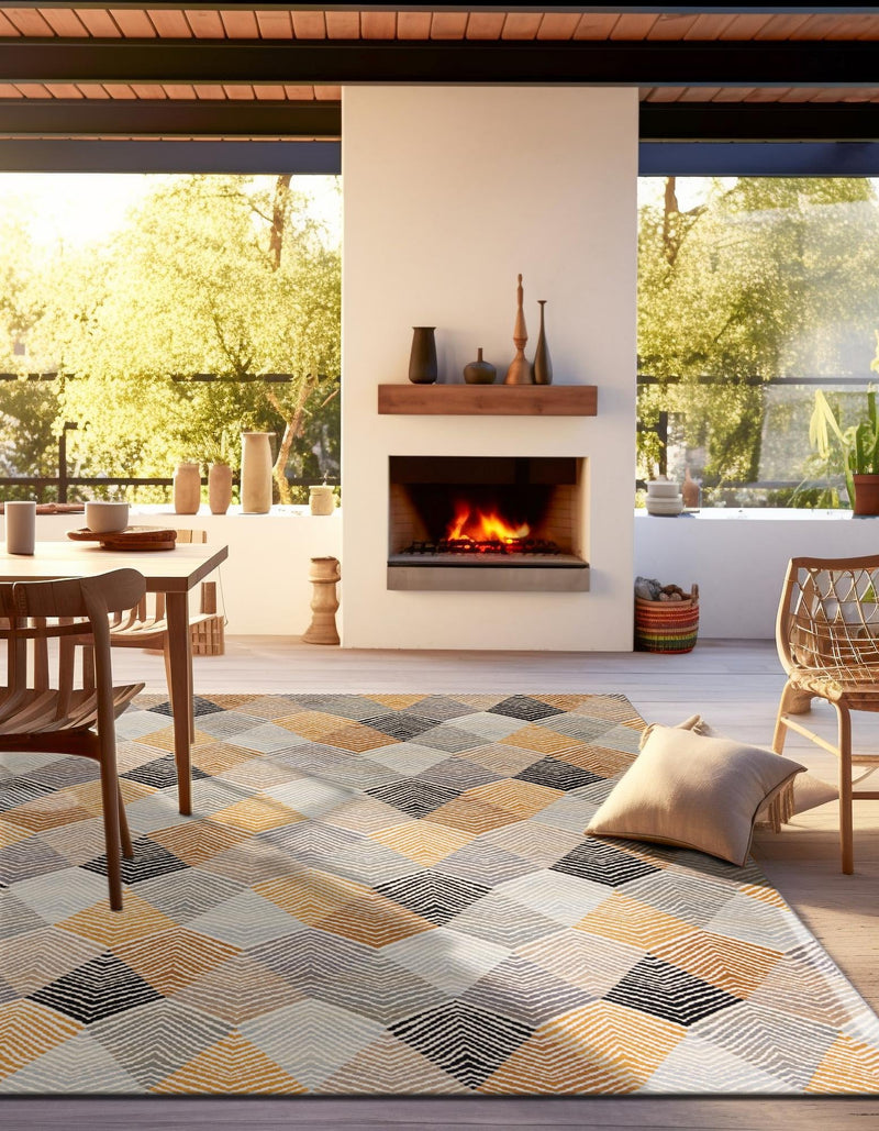 Urban Terrace Collection Area Rug - Metropolis Square Gray  lifestyle 44