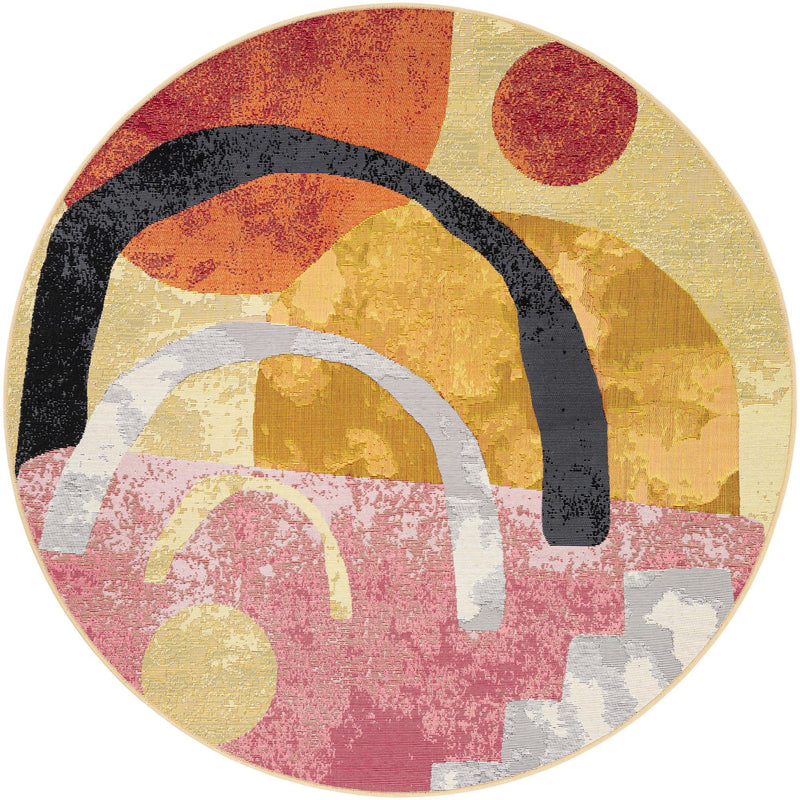 Urban Terrace Collection Area Rug -  Skyline Round Multi  lifestyle 24