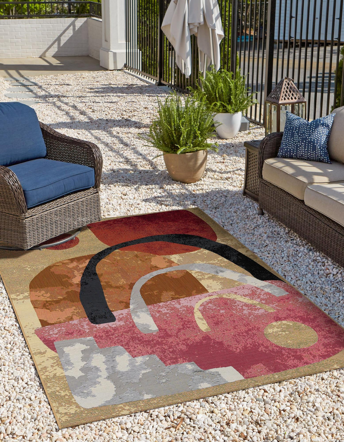 Urban Terrace Collection Area Rug -  Skyline Rectangle Multi  lifestyle 2