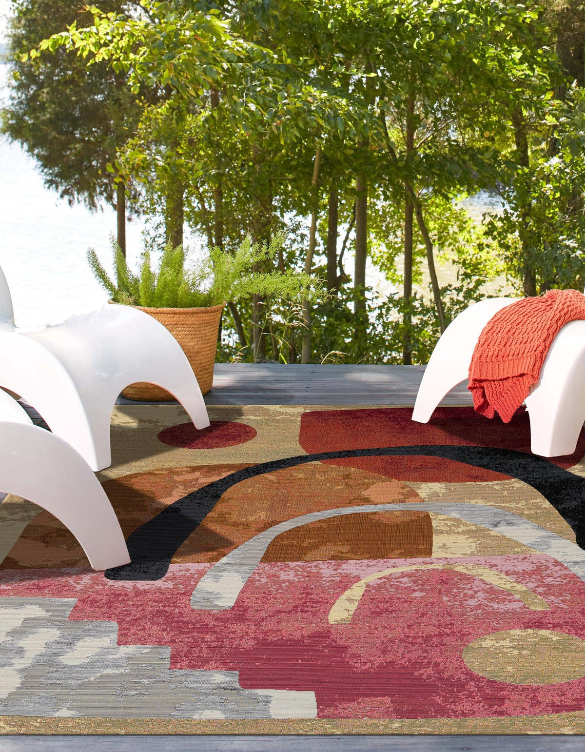 Urban Terrace Collection Area Rug -  Skyline Rectangle Multi  lifestyle 3