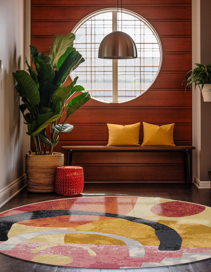 Urban Terrace Collection Area Rug -  Skyline Round Multi  lifestyle 30