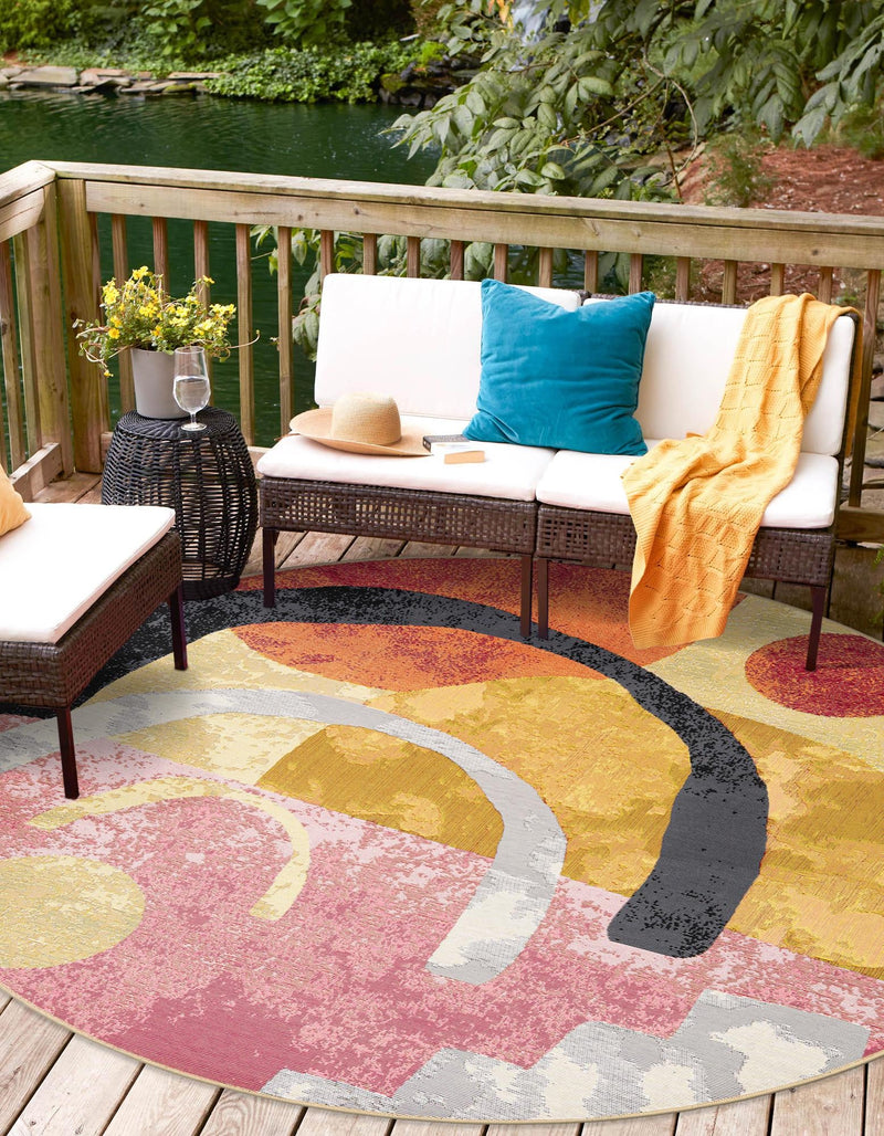 Urban Terrace Collection Area Rug -  Skyline Round Multi  lifestyle 33