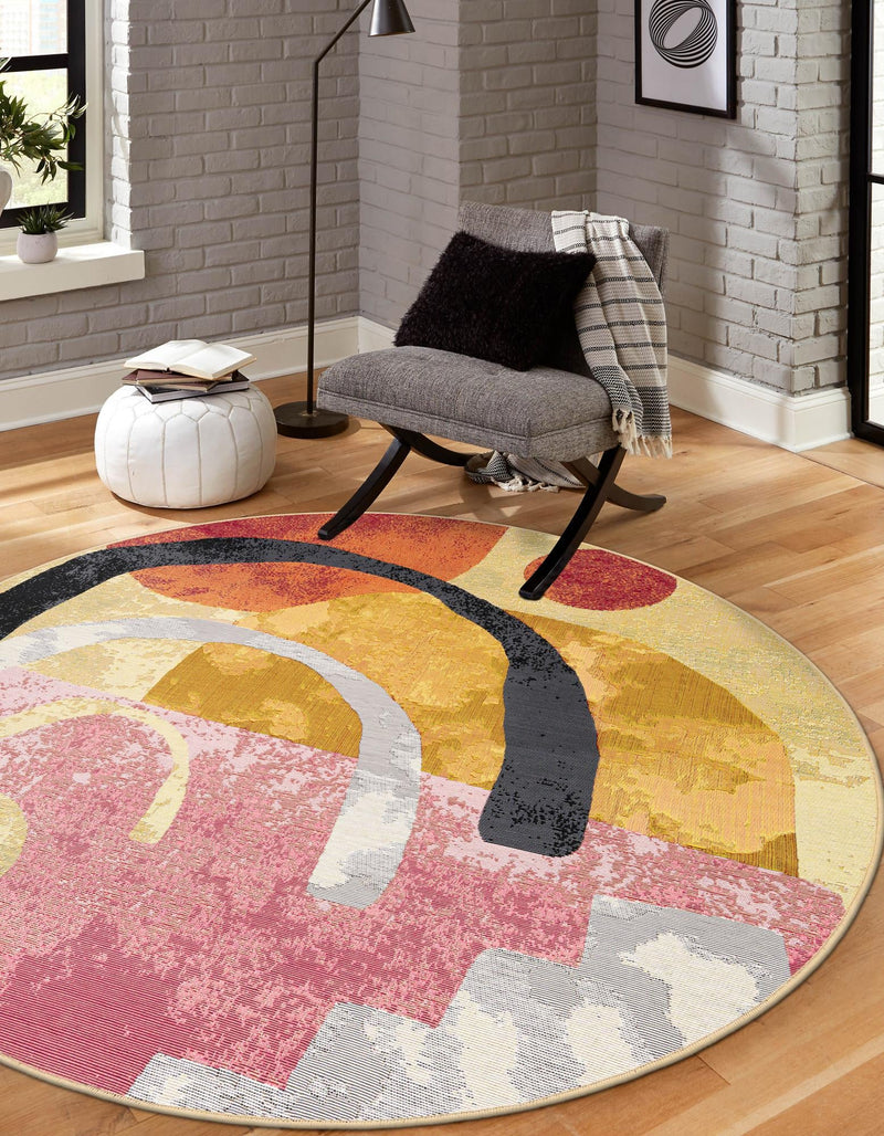 Urban Terrace Collection Area Rug -  Skyline Round Multi  lifestyle 42