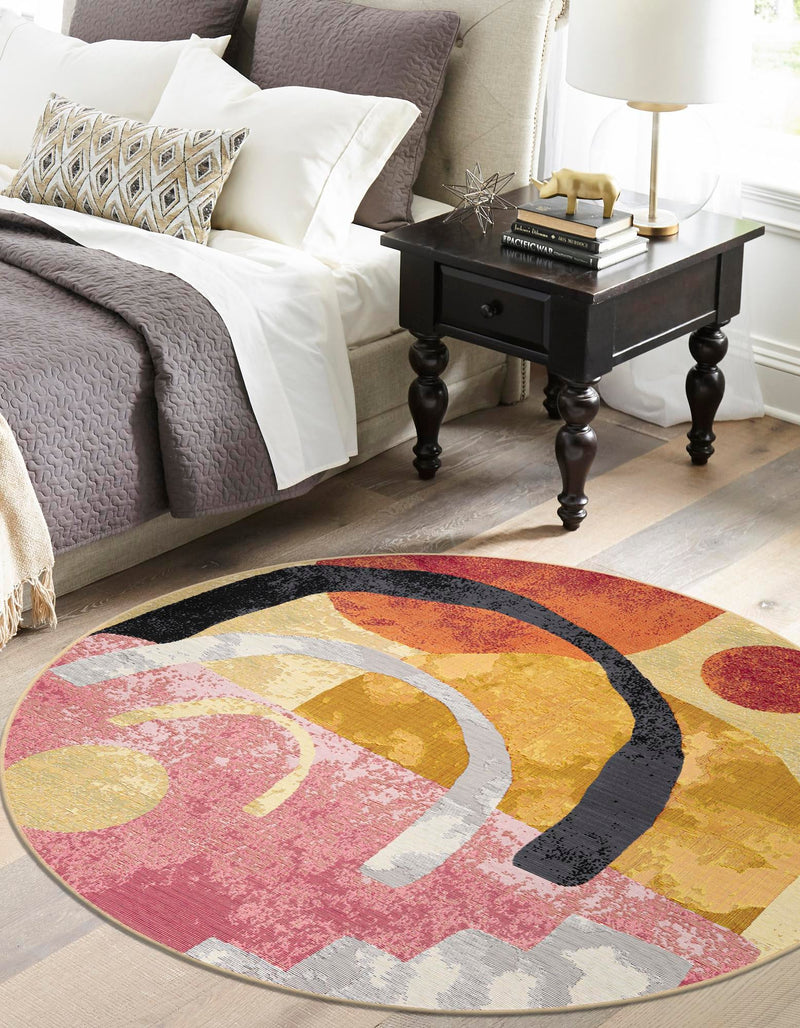 Urban Terrace Collection Area Rug -  Skyline Round Multi  lifestyle 48