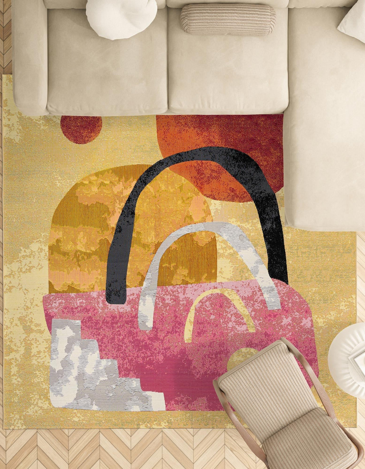 Urban Terrace Collection Area Rug -  Skyline Square Multi  lifestyle 55